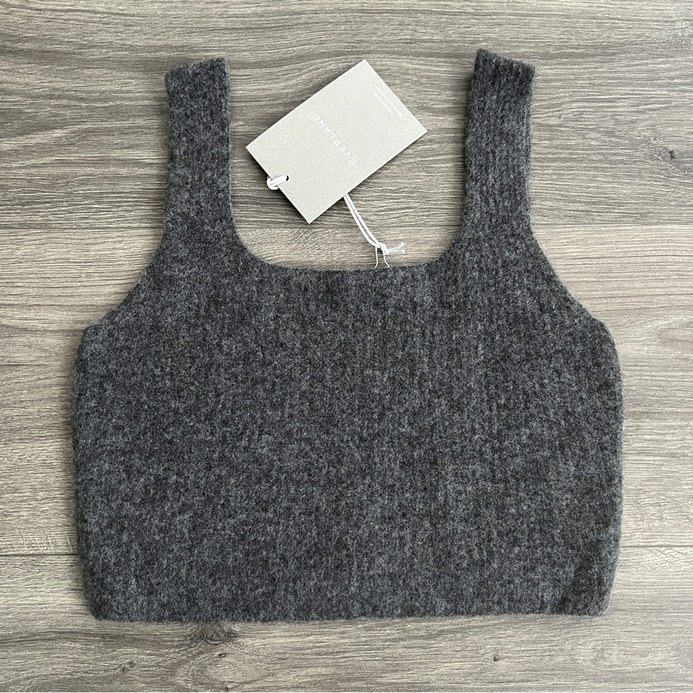 EVERLANE The Cozy Stretch Wool Crop Top XS Dark Gray Yak Soft Knit Minimalist
